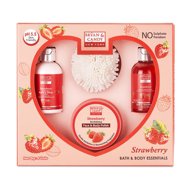Bryan & Candy Strawberry Body Care Heart Collection ,Gift Set for Women and Men
